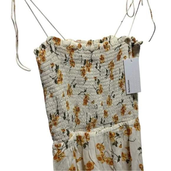 NWT Reformation Sable Midi Dress Floral Cream S - Picture 5 of 11
